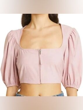 Ganni Pink Zip-front crop top